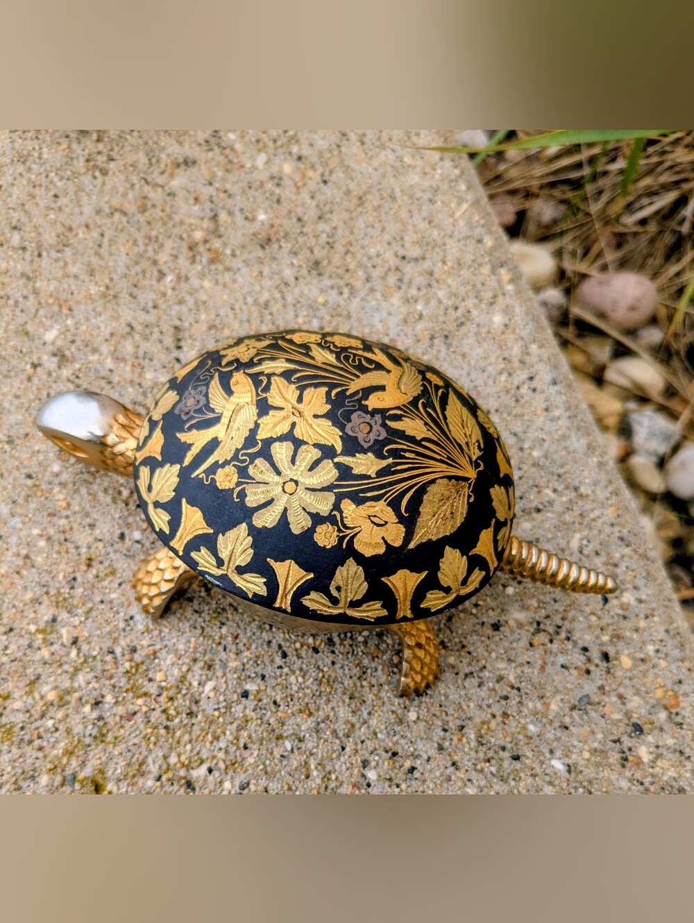 Vintage Damascene Turtle Hotel Desk Bell BOJ Eibar Spain Working